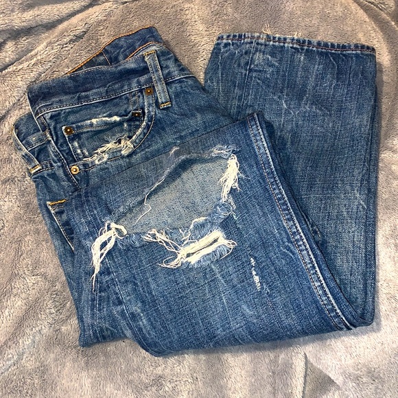 Men’s Hollister Destroyed Denim Factory Distressed & Ripped Knee Jeans Sz 32/32 - Picture 10 of 12